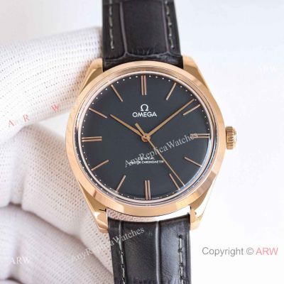 Swiss Copy Omega de Ville Tresor Master Chronometer 2834 Rose Gold Leather Strap Watches 40mm